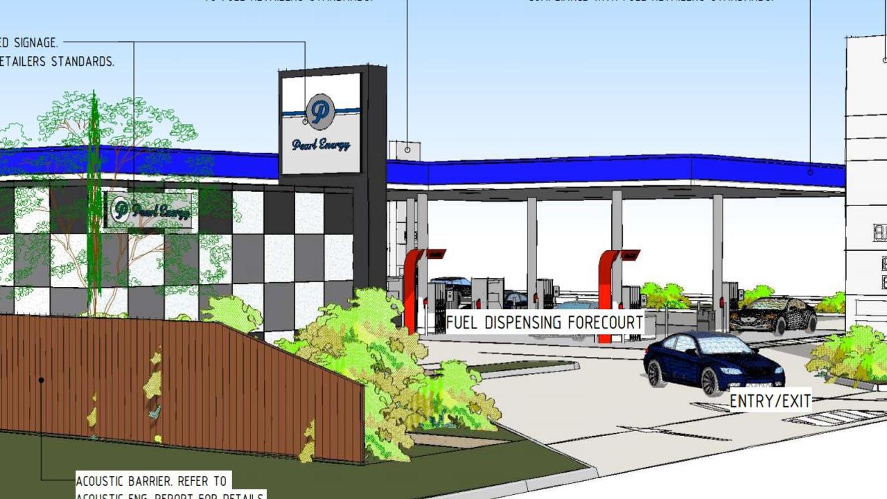 Proposed Pearl Energy signage for a new service station on Taylor Street in Newtown, which is being developed by Keith Beer.