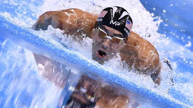 Michael Phelps wins the Men’s 200m Individual Medley Final at his last Olympics in Rio, 2016. Picture: Christophe Simon / AFP