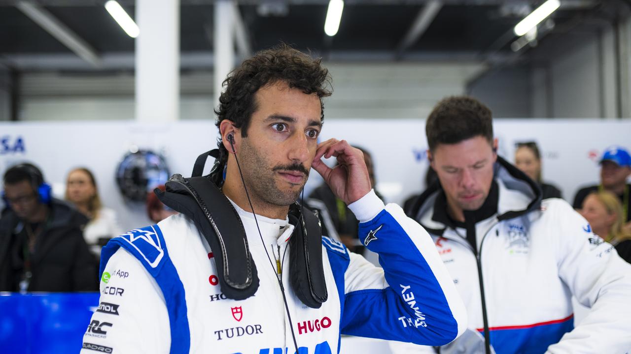 NORTHAMPTON, ENGLAND - JULY 07: Daniel Ricciardo of Australia and Visa Cash App RB prepares to drive in the garage prior to the F1 Grand Prix of Great Britain at Silverstone Circuit on July 07, 2024 in Northampton, England. (Photo by Rudy Carezzevoli/Getty Images)