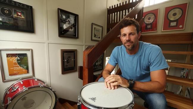 Jon Coghill, former drummer of Powderfinger, who suffers tinnitus as a result of playing. Picture: Lyndon Mechielsen