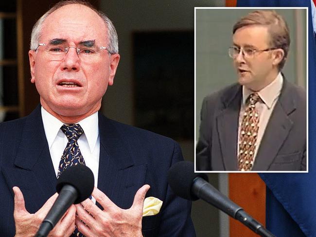 John Howard and (inset) Anthony Albanese in 1998.