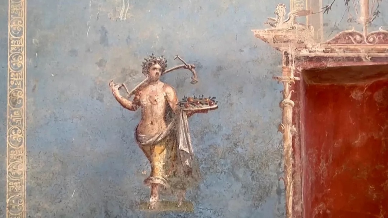 Celebrating the seasons … the finely detailed frescoes of the sacrarium show female demigods associated with pastoral activities. Picture: Archaeological Park of Pompeii