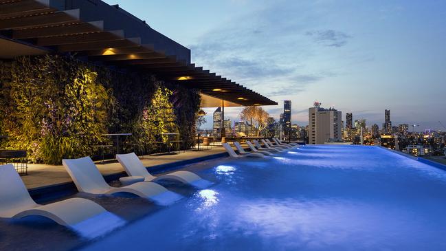 The rooftop pool at The Drapery by Aria.