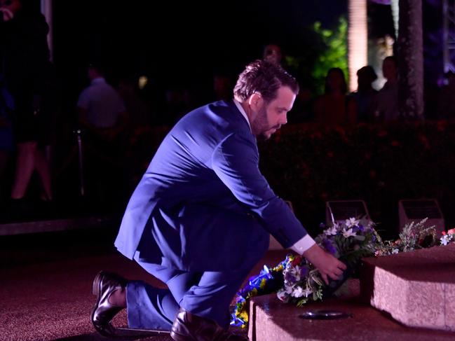 Anzac Day 2025. Dawn service Anzac Park Townsville. Member for Herbert Phillip Thompson. Picture: Evan Morgan