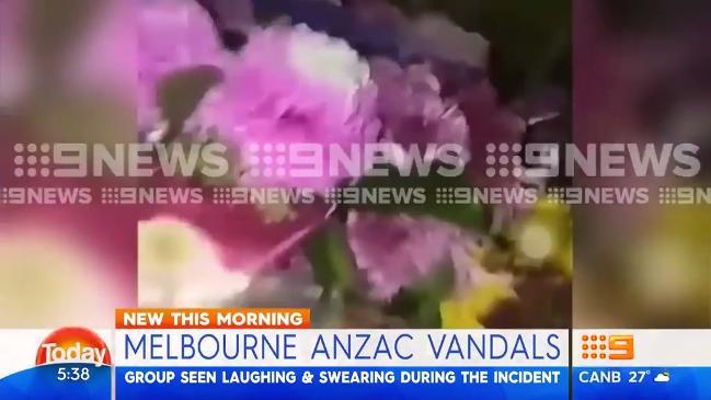 Vandals film themselves stealing flowers from ANZAC memorial