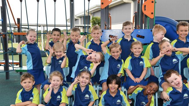 MY FIRST YEAR: Funny faces. Baringa State Primary School Preps. Picture: Patrick Woods.