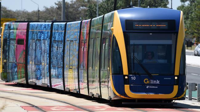 New Gold Coast City art work on the G:link tram at Southport. Photo: Steve Holland