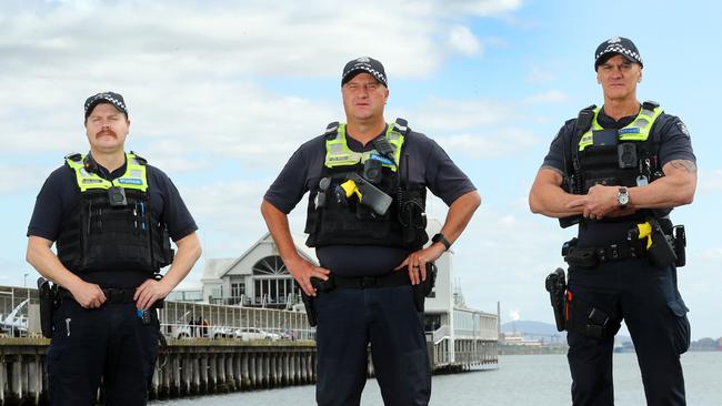 Sergeant Rob Hodge, left, Senior Constable Mat Byron and First Constable Michael Hikaka. Picture: Alison Wynd