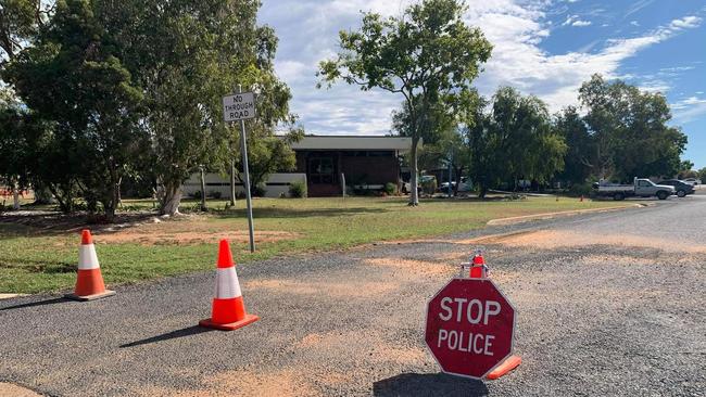 Outside the Blackwater Police Station.