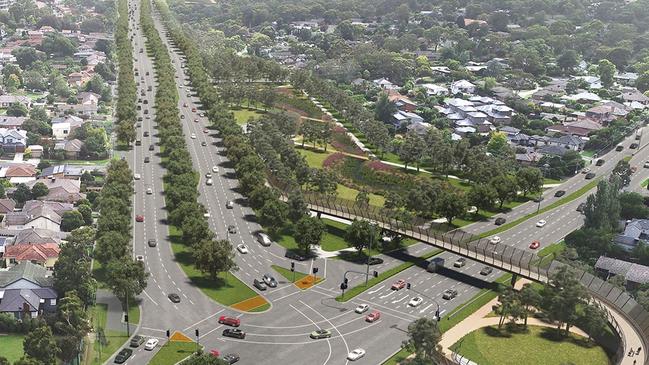 An aerial impression of the completed works in Greensborough and Lower Plenty.