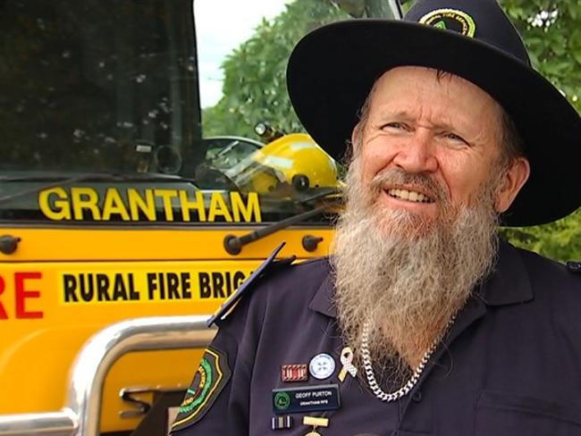 Grantham RFB volunteer Geoff Purton shaved off his hair and beard to raise money for victims of the 2019/20 bushfires. Photo: 7 News.