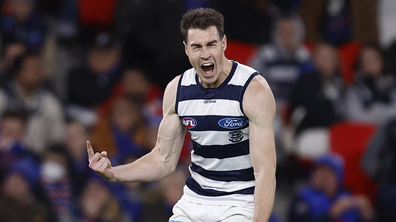 Jeremy Cameron’s six goals and 18 disposals were too good for the Bulldogs on Friday night. Picture: Getty Images