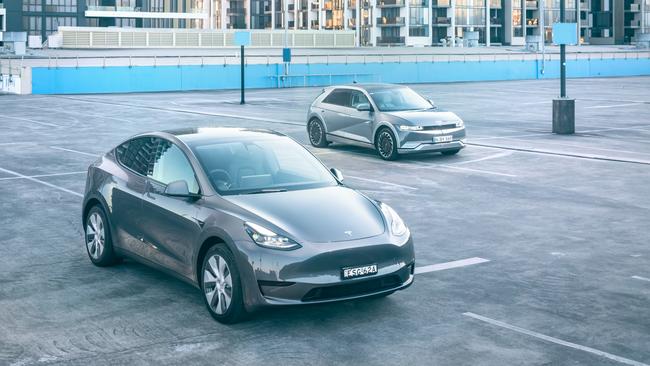 The Tesla Model Y has finally arrived in Australia to take on rivals such as the Hyundai Ioniq 5. Picture: Thomas Wielecki