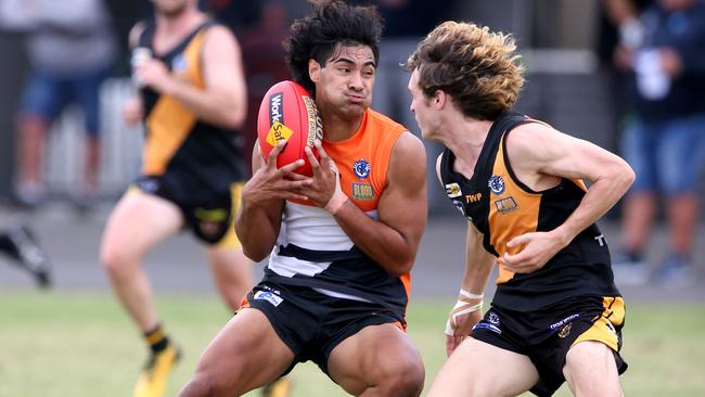 GFL: Geelong West Giants v Grovedale. Geelong West's Phillip Moimoi. Picture: Mike Dugdale