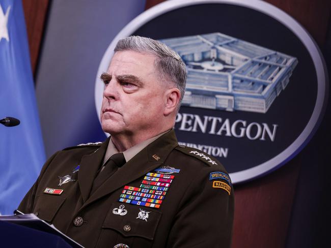 ARLINGTON, VIRGINIA - JULY 20: Chairman of the Joint Chiefs of Staff General Mark Milley participates in a news briefing at the Pentagon on July 20, 2022 in Arlington, Virginia. General Milley and Secretary of Defense Lloyd Austin spoke about their virtual meeting with the Ukraine Defense Contact Group.   Anna Moneymaker/Getty Images/AFP == FOR NEWSPAPERS, INTERNET, TELCOS & TELEVISION USE ONLY ==