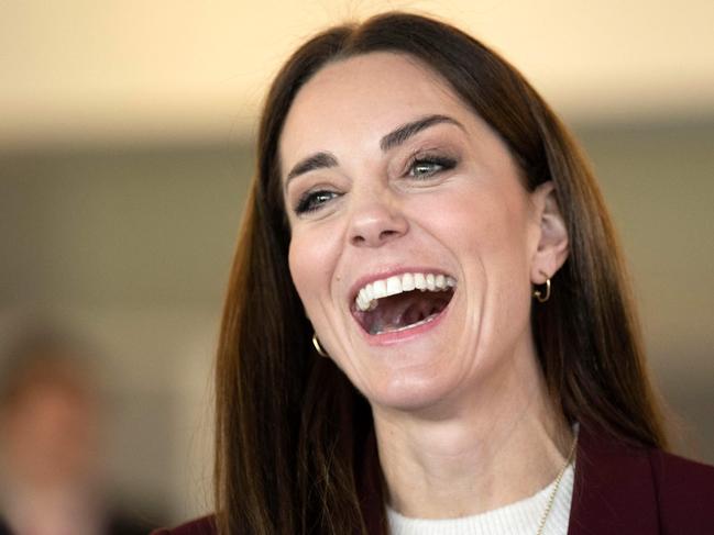 Britain's Catherine, Princess of Wales, reacts as she hosts a reception for the team. Picture: AFP