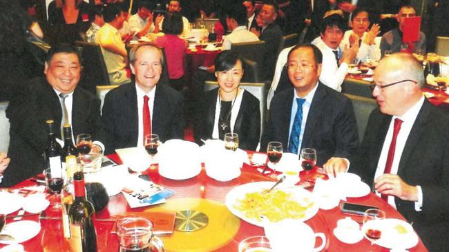 A photograph submitted to a public inquiry showing Huang Xiangmo (second from right) dining with former NSW Labor senator Ernest Wong, former federal Labor leader Bill Shorten and former NSW Labor leader Luke Foley.