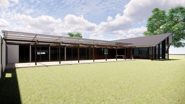 The future lawn and large terrace at the Artisans of Barossa development expected to open in October. Picture: Supplied