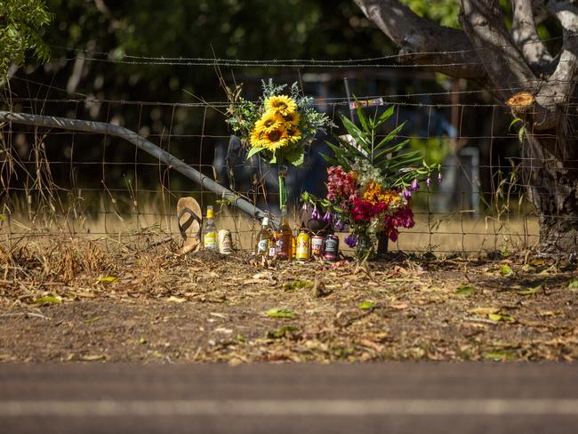 Jack Allan Taylor’s friends and family regularly add flowers and drinks to his memorial site. Picture: Floss Adams.