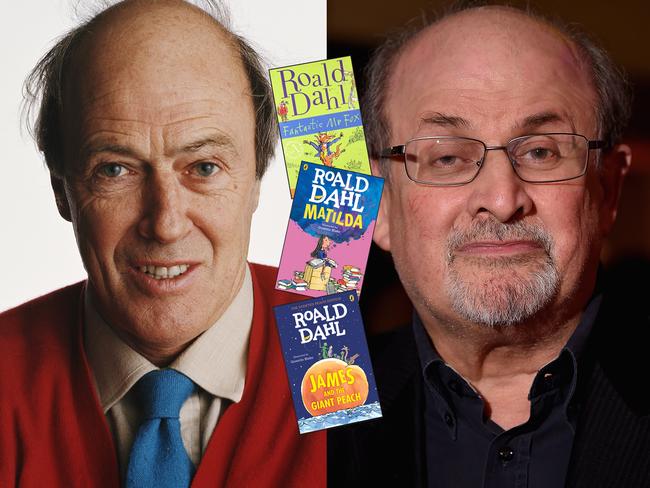 Author's Roald Dahl (L) and Salman Rushdie (R)