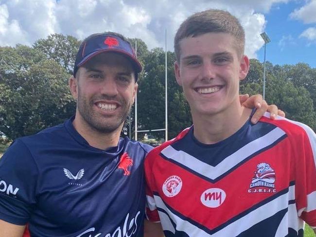 James Tedesco with Camden product and new Roosters signing Lachlan Dooner.