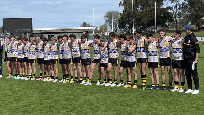 North East Border lines up before the match at Mars Stadium. Picture: Shane Jones.