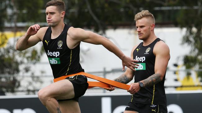 Jayden Short and Brandon Ellis and Richmond pre-season training.