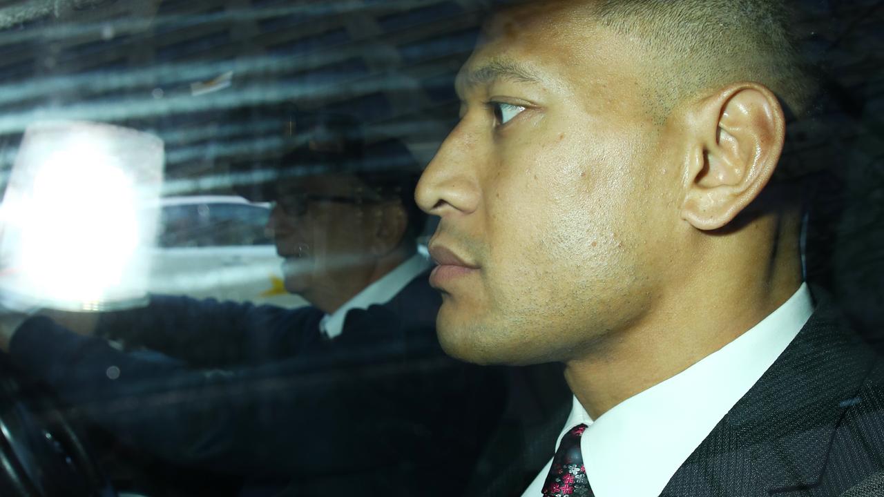 Israel Folau arrived at The Fair Work Commission in a taxi. Picture: Matrix Media Group