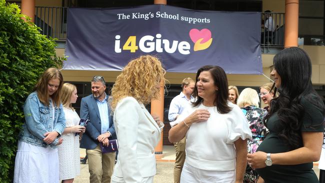 Jenny Morrison and her daughters with Bridget Sakr and Leila Abdallah after the I4Give Special Service at The King’s School in North Parramatta. Picture Gaye Gerard / NCA Newswire.