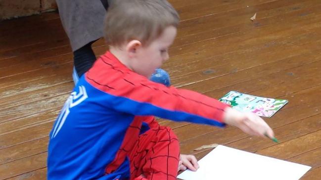 The newly-released photo of missing boy William Tyrrell wearing the Spiderman suit in which he disappeared. Picture: Supplied