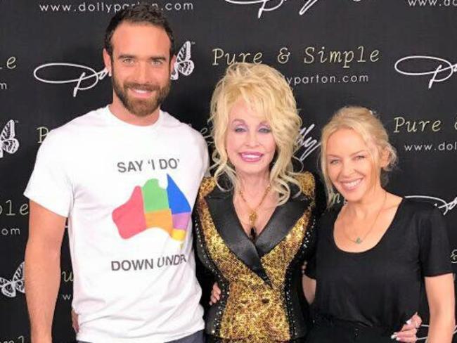 Sasse supports Australian Marriage Equality's Say I Do campaign with fiance Kylie Minogue and legendary singer Dolly Parton.