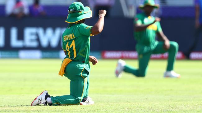 Temba Bavuma takes the knee ahead of the match against West Indies. Picture: Getty Images