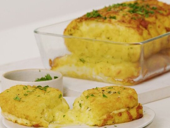 Use hash browns to make this delicious garlic 'bread'.