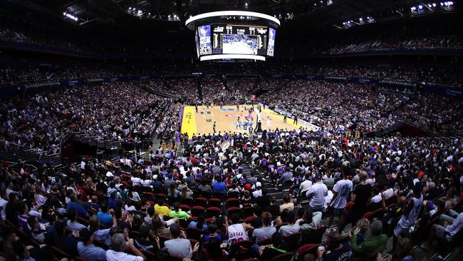 An NBL crowd record watches the Sydney Kings and the Illawarra Hawks at Qudos Bank Arena. Picture: Getty Images