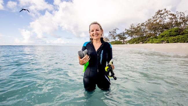 Environment Minister Sussan Ley diving at Lady Elliot Island. Picture: Luke Marsden