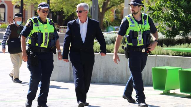 Pastor Jeff McKinnon being arrested after blocking the intersection of St John and Paterson St on February 27, 2023. Picture: XRNT/ Facebook