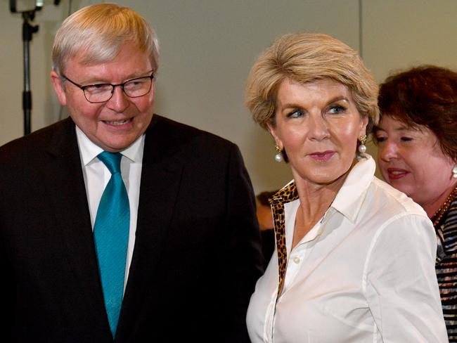 Kevin Rudd and Julie Bishop, pictured in 2018. Picture: AAP Image/Mick Tsikas