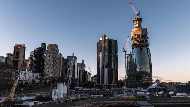 Construction of Crown Casino at Barangaroo. Picture: Gordon McComiskie