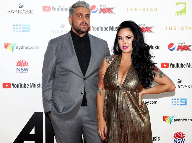 Dan Sultan and partner Bronnie Jane Lee pictured on the red carpet. Picture: Toby Zerna