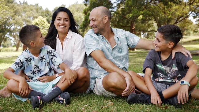 Sydney fortysomethings Nathaly and Giovanni Mele and their sons Javier and Dylan. Picture: Sam Ruttyn