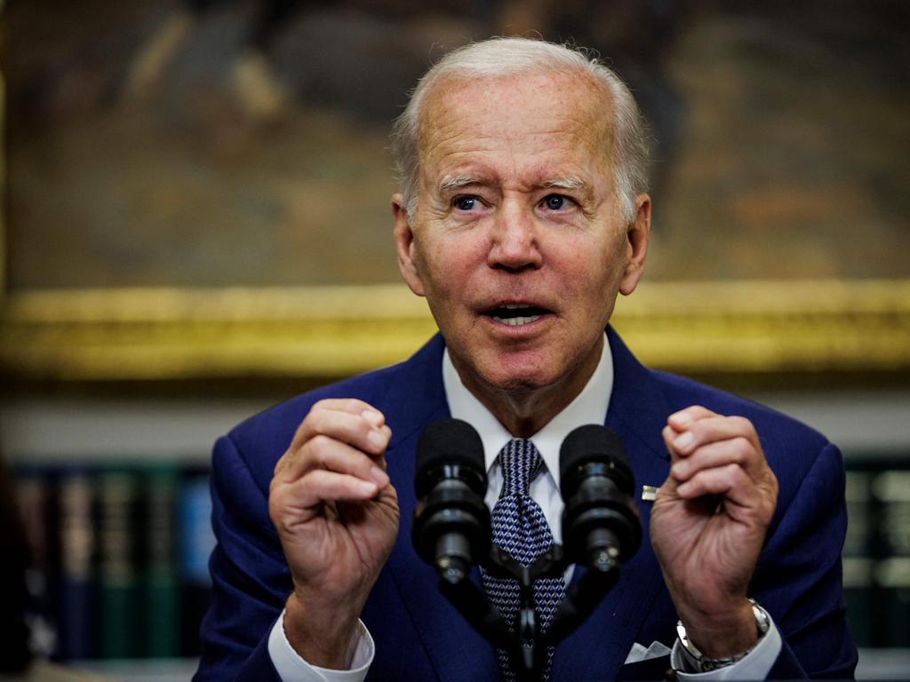 US President Joe Biden speaks at the White House. Picture: AFP