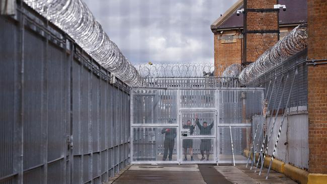 The high, barbed-wire walls, of Goulburn Supermax prison. Picture: Sam Ruttyn