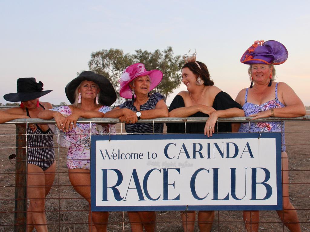 Lynette, Marion, Loretta, Rachel and Toni at the Carinda Race Club “Praying for Rain” Picture: Sue Currey