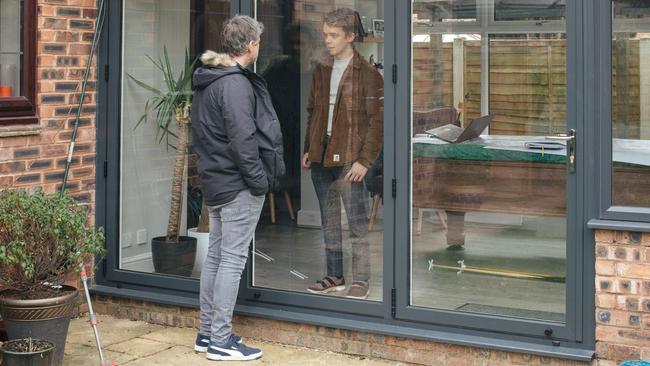 Jacob Hopkins and his father, Andrew, adhered to social-distancing rules at the former’s home in Birmingham, England, before the trials began. Picture: Gareth Phillips for The Wall Street Journal