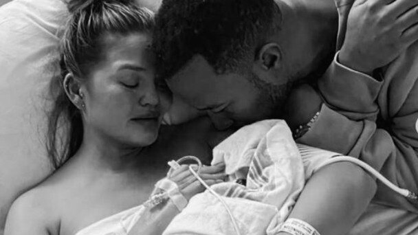 Chrissy Teigen has posted a series of heartbreaking photos from her hospital bed. Picture: Instagram.