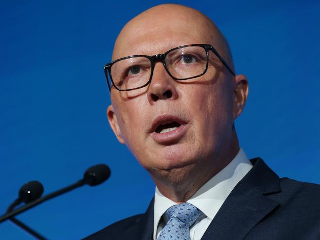 31/01/2025. The Leader of the Opposition Peter Dutton gives keynote address at the Menzies Research Centre event held at the Shangri-La Hotel  in Sydney. Britta Campion / The Australian