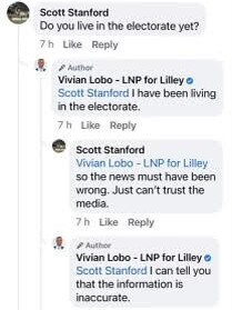 An exchange between a voter and Mr Lobo on Facebook.