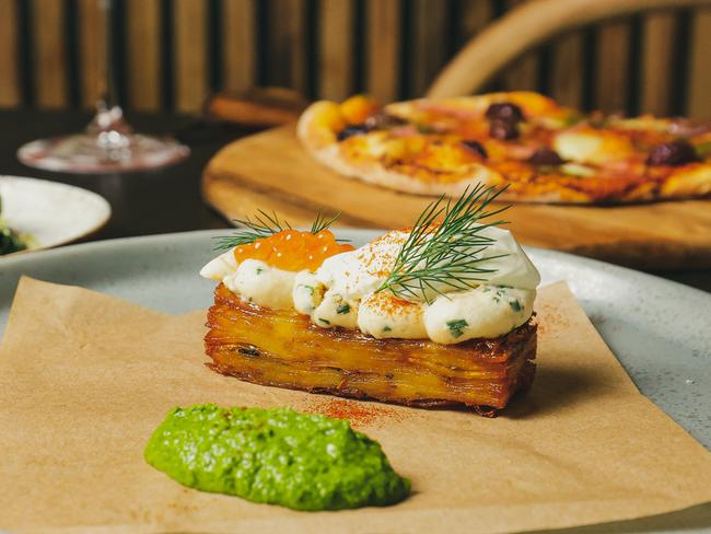 The potato terrine celebrates all things spring. Picture: Lachlan Phyland