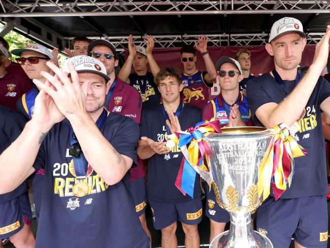 Brisbane Lions Premiership team and Lord Mayor Adrian Schrinner, Brisbane Lions Premiership Party will TODAY be held to celebrate the teamÃs incredible grand final win - on Tuesday 1st of October - Photo Steve Pohlner