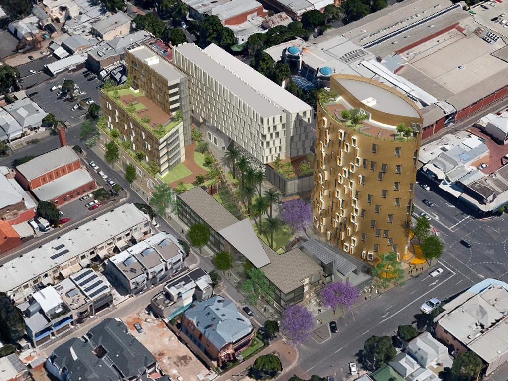 The Makris Group plan which collapsed in 2014 for a $200 million redevelopment of the old Le Cornu site in North Adelaide. Picture: Makris Group